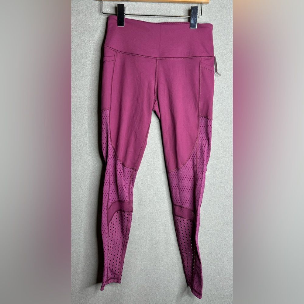 NWT VICTORIA SECRET SPORT MAROON HIGH RISE 7/8 MESH INSET POCKET LEGGINGS SZ S